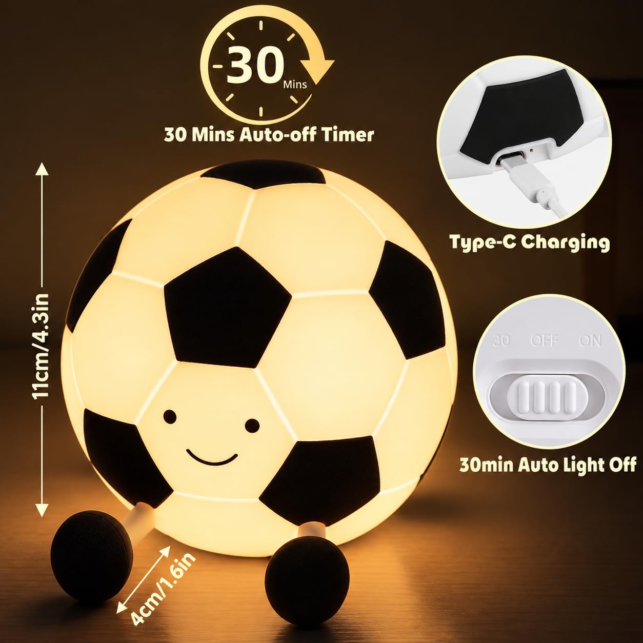 Light-Up Football Toy - 7 Colors, USB Rechargeable -2
