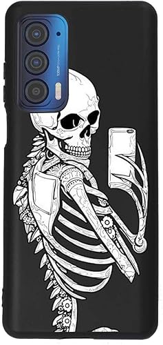 Compatible con Motorola Moto Edge 2021Edge 5G UW Skull Case, diseño divertido de esqueleto de selfie para Moto Case Niñas Niños, Funda de silicona