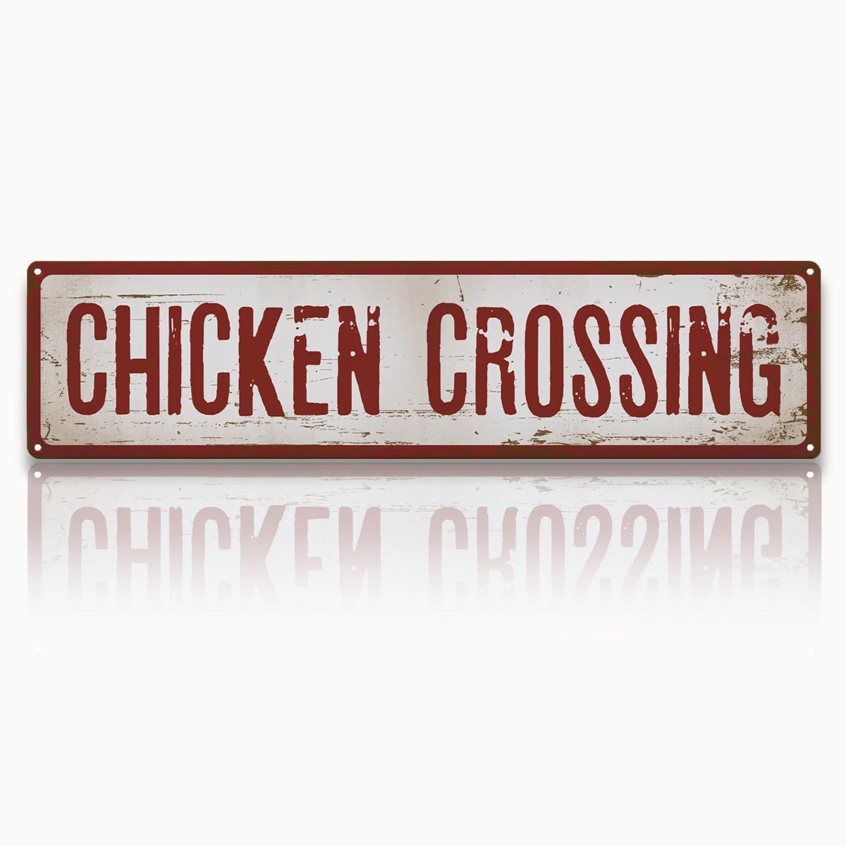 peiyeety Vintage Metal Tin Sign Chicken Crossing Retro Street Sign, Rustic Wall Decor for Home, Chicken Coop, Man Cave, Garage, Kitchen, Office, Farmhouse, Patio, Garden, Porch, 4 * 16 inch