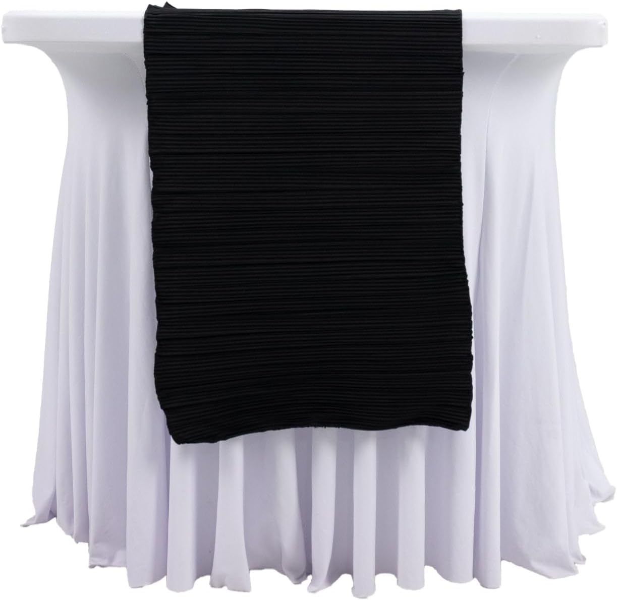 Efavormart Scuba Table Runner 12" x 108" Black Accordion Pleated – Wrinkle Free & Stain Resistant Textured Table Accent