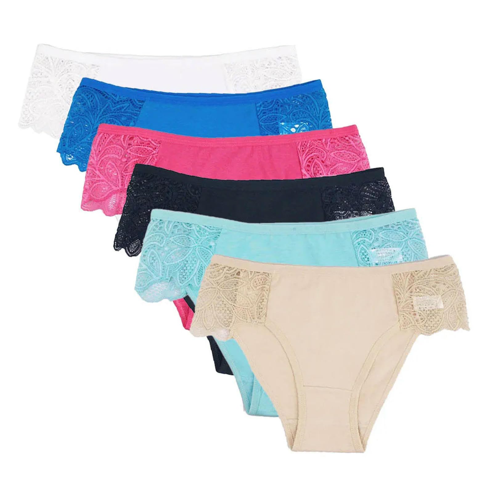 Bielizna damska, 5 sztuk Zestaw Sexy Low Rise Underwear miękkie majtki koronkowe przezroczyste damskie bawełniane majtki damskie - 89309-l(50-60kg)