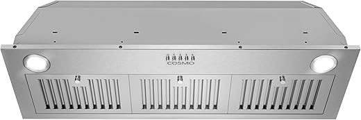 COSMO COS-36IRHP 36 in. Lumin Collection 380 CFM Ducted Insert Range Hood, Button Controls, LED Lights, Stainless Steel