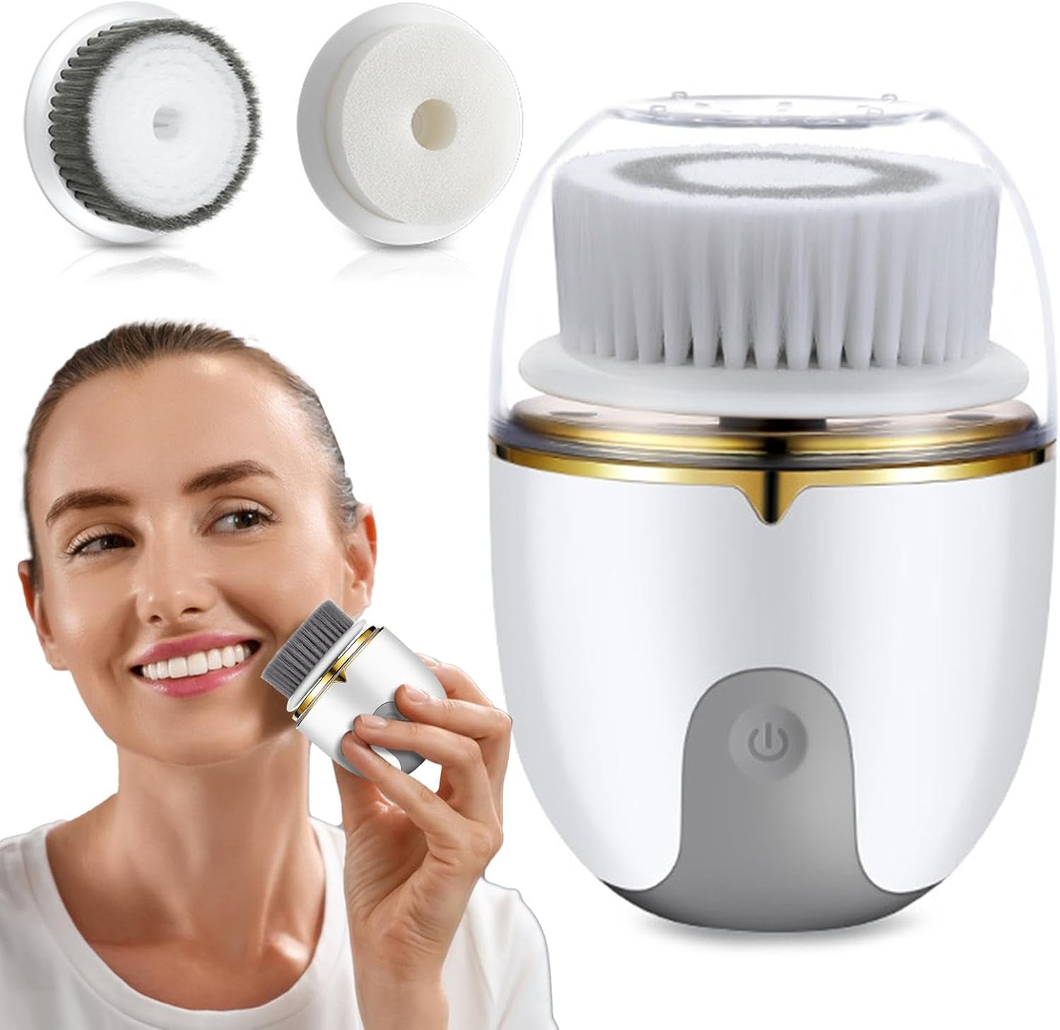 Facial Cleansing Brush, Waterproof Usb Charging Face Deep Cleaning Scrubber. Deep Cleaning Face Spin Scrub With 3 Brush Heads Deep for Men & Women, Travel-friendly Facial Brush