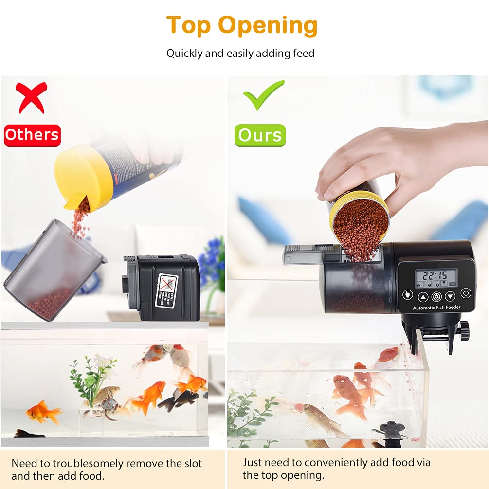 Mangiatoia Automatica per Acquario 200mL Programmabile Alimentatore Automatico di Cibo per Pesci