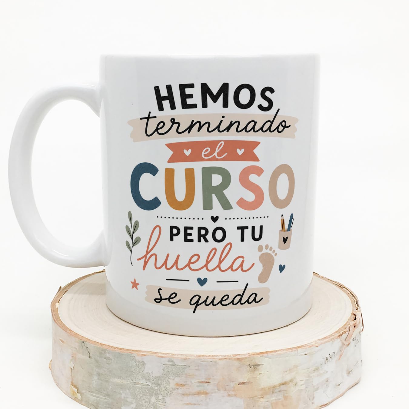 MUGFFINS taza profesor frase Hemos terminado el curso pero tu huella se queda en Español regalo profe original detalle agradecimiento fin de curso Enseñanza v1