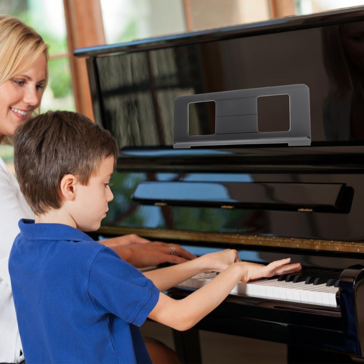 TOYANDONA Support de Partitions Musicales pour Clavier en Abs Noir Compact Bavures, Pupitre Élégant et Simple pour Pratiquer la Musique