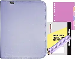 Fichário Colegial Caderno Folhas Argolado Sweet Zíper Grande (Lilas)
