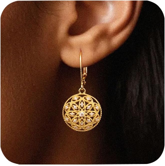 925 Sterling Silver Teardrop Dangle Earrings for Women Cubic Zirconia Leverback Filigree Drop Dangle Earrings Jewelry Hypoallergenic Silver Teardrop Filigree Earring for Gifts - Image 8