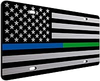 Vista 55 de JASS GRAPHIX Placa de matrícula personalizada con la bandera estadounidense de línea amarilla, homenaje personalizado a despachadores y operadores