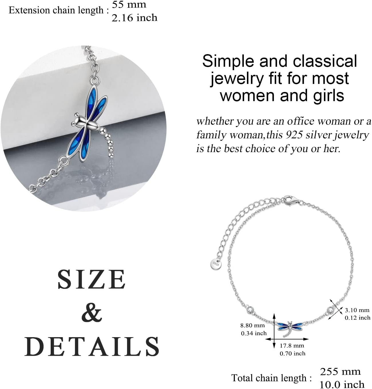 YAFEINI Anklet Bracelets for Women Girls Sterling Silver Hummingbird/Dragonfly/Butterfly Link Chain Anklets Jewelry Gifts - Image 5