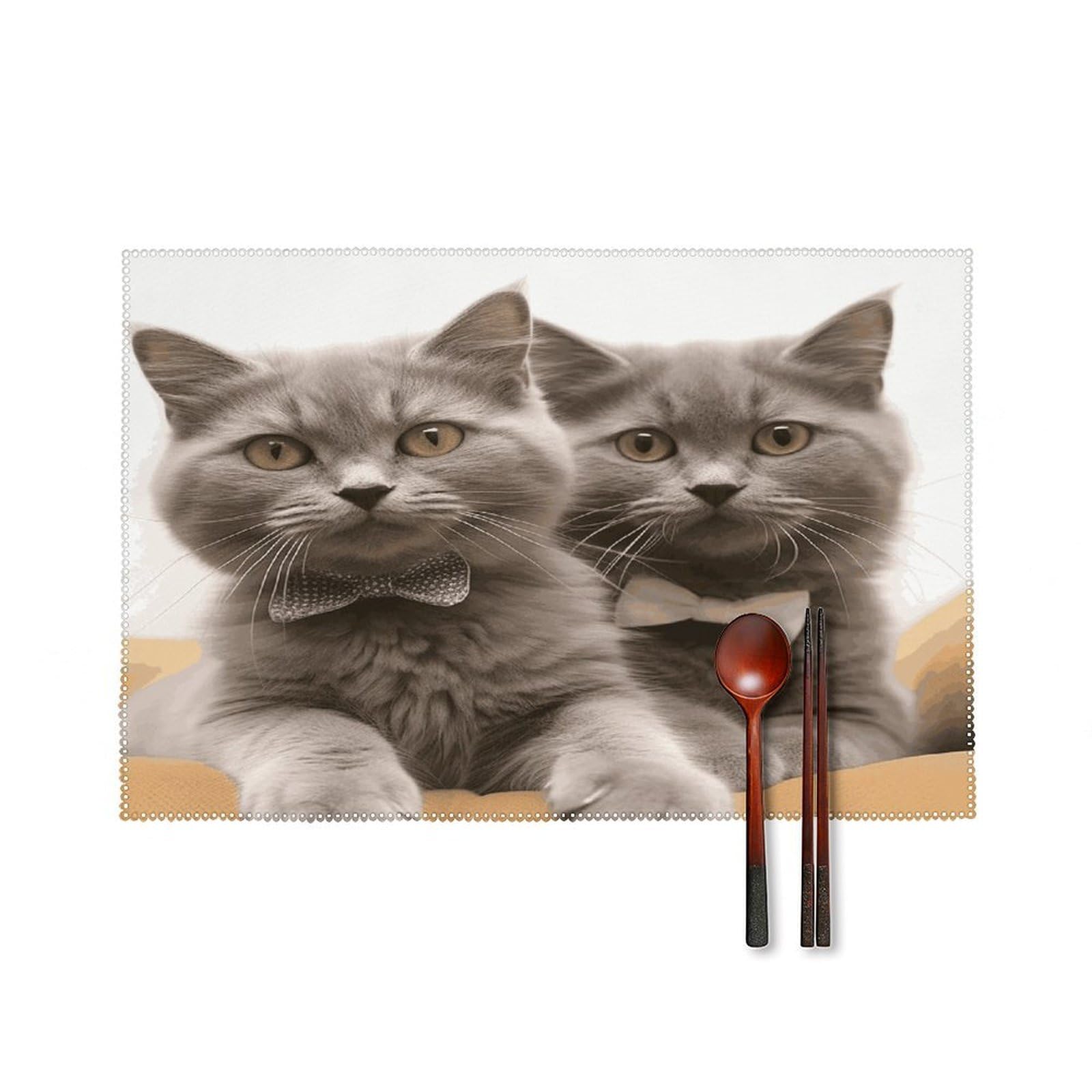 Fekiloot Style Funny Cats Placemats Set Of 6,Table Mat