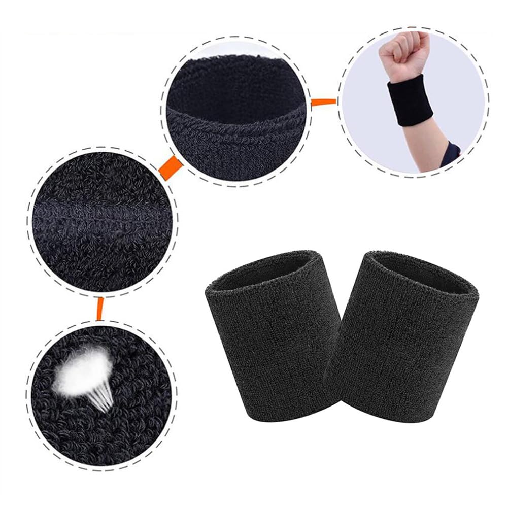 16 Polsini Sportivi In Cotone - Antisudore, Traspiranti, 8cm Per Tennis E Allenamento - Foto 10