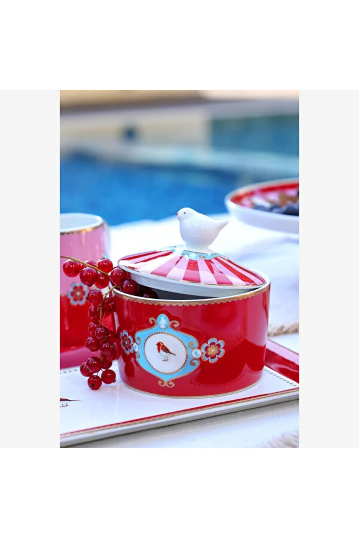 Pip Studio Love Birds Medallion Zuckerdose rot/pink 300ml
