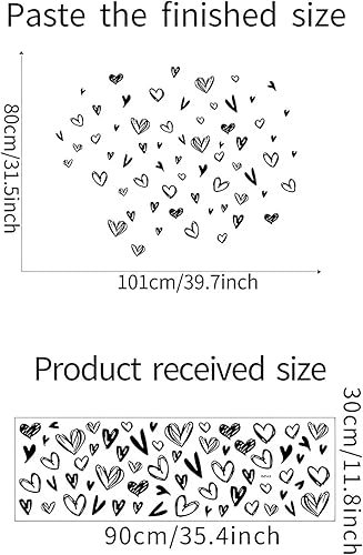 Miniatura 4 de 62 calcomanías de pared con gráficos de corazón de amor negro, calcomanías de pared de amor romántico de sacinora San Valentín, vinilo extraíble