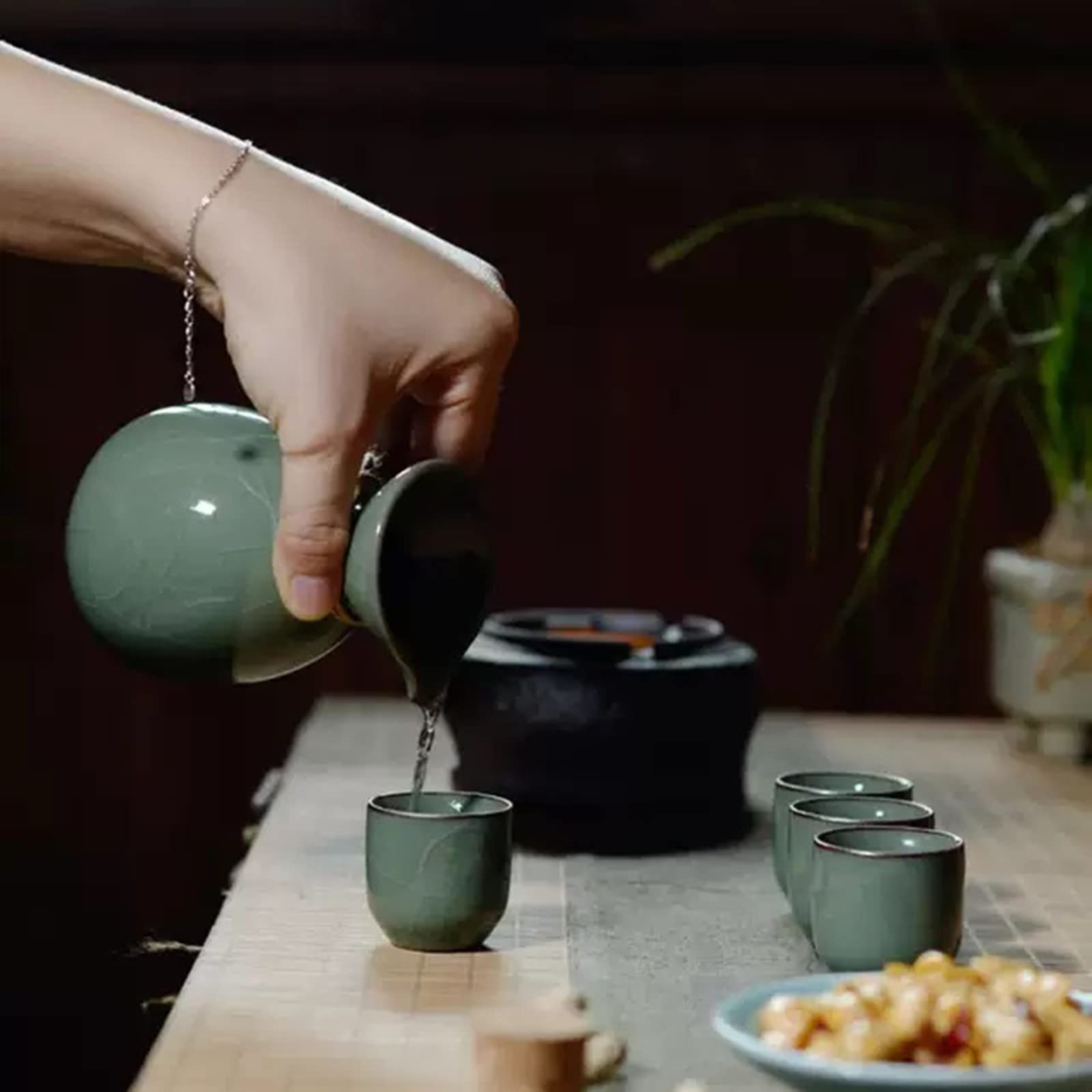 Tasse à saké Traditionnelle, Verres à vin en céramique, Ensemble de 6 Tasses à saké en céramique, Facile à Utiliser, Convient aux Amateurs de Culture, Artisanat Traditionnel (E)