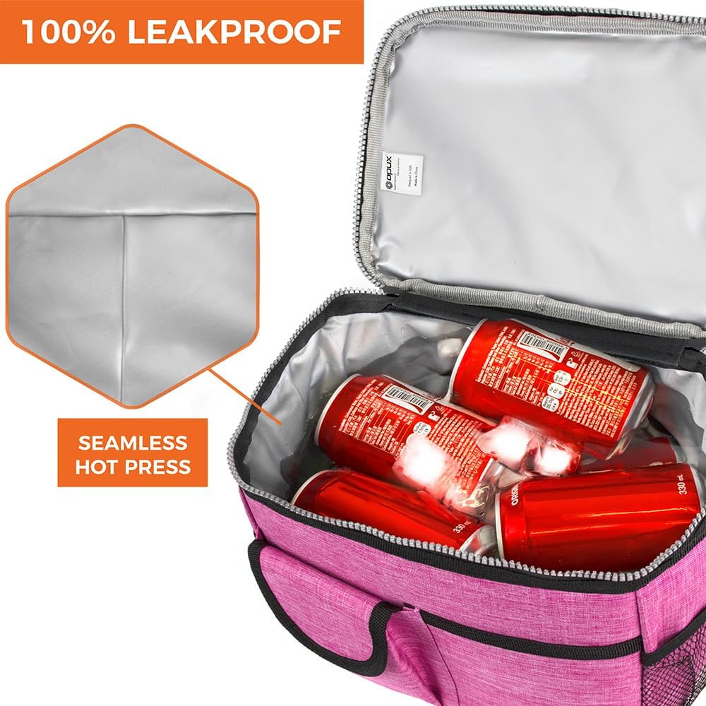 opux Insulated Lunch Bag for Men Women, Leakproof Heather Pink Lunch Box for Work, Portable Soft Lunch Cooler Bag with Shoulder Strap, Adult Lunchbox Lunch Pail for Kid Boy Girl School, 14 Can/8L - Image 7