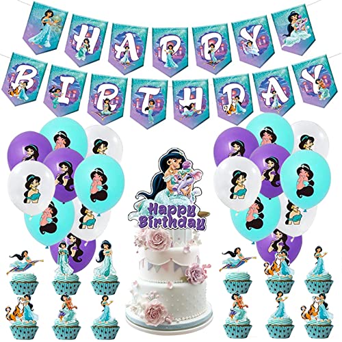 44 Pcs Jasmine Princesa Decoraciones,Globos Frozen,Blancanieves Decoraciones de...