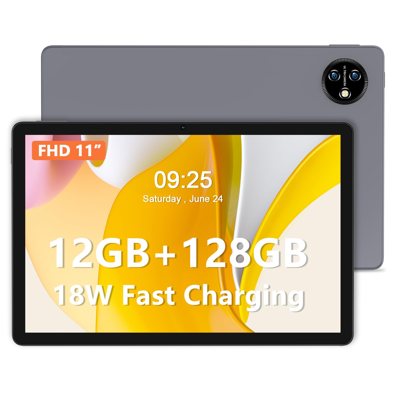 PRITOM 11 inch Android Tablets, 4G Phone Tablet, 12GB,128 GB ROM, 1024GB Expanded, 8000mAh, Octa-Core, FHD, 8.0 MP+13.0 MP Rear Camera, Wi-Fi, Bluetooth, Tablet PC(Gray) with protective Case