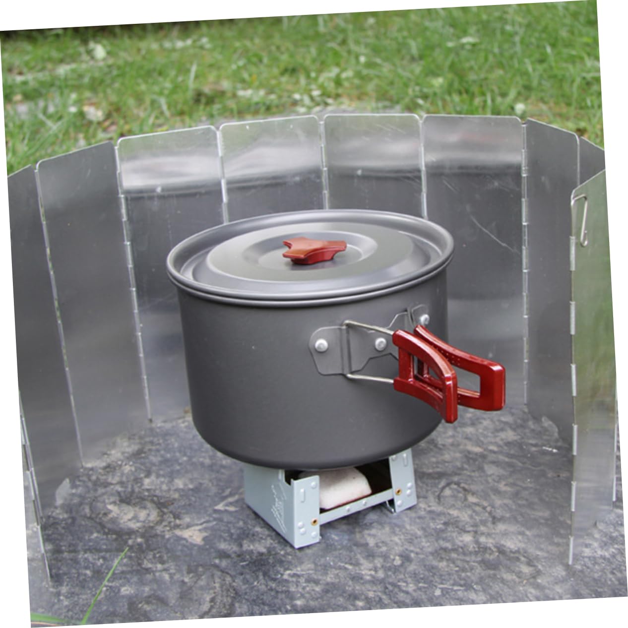 Sosoport 9pcs Outdoor Wind Aluminium Alloy Camping Windscreen for Barbecue Picnic Portable Camping