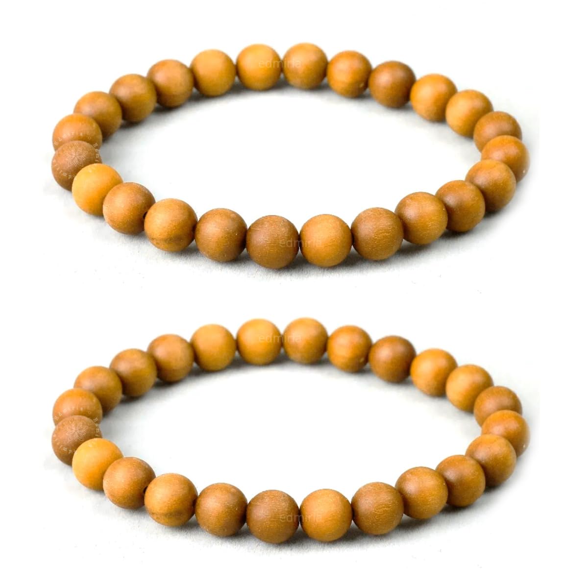 EDMIRIA Sandalwood Safed Chandan Round Brown Beads Yoga Meditation Handmade Elastic Stretchable Bracelet for Men and Women (8mm Beads - Pack of 2) (B09J6FWMDM) Amazon Price History, Amazon Price Tracker