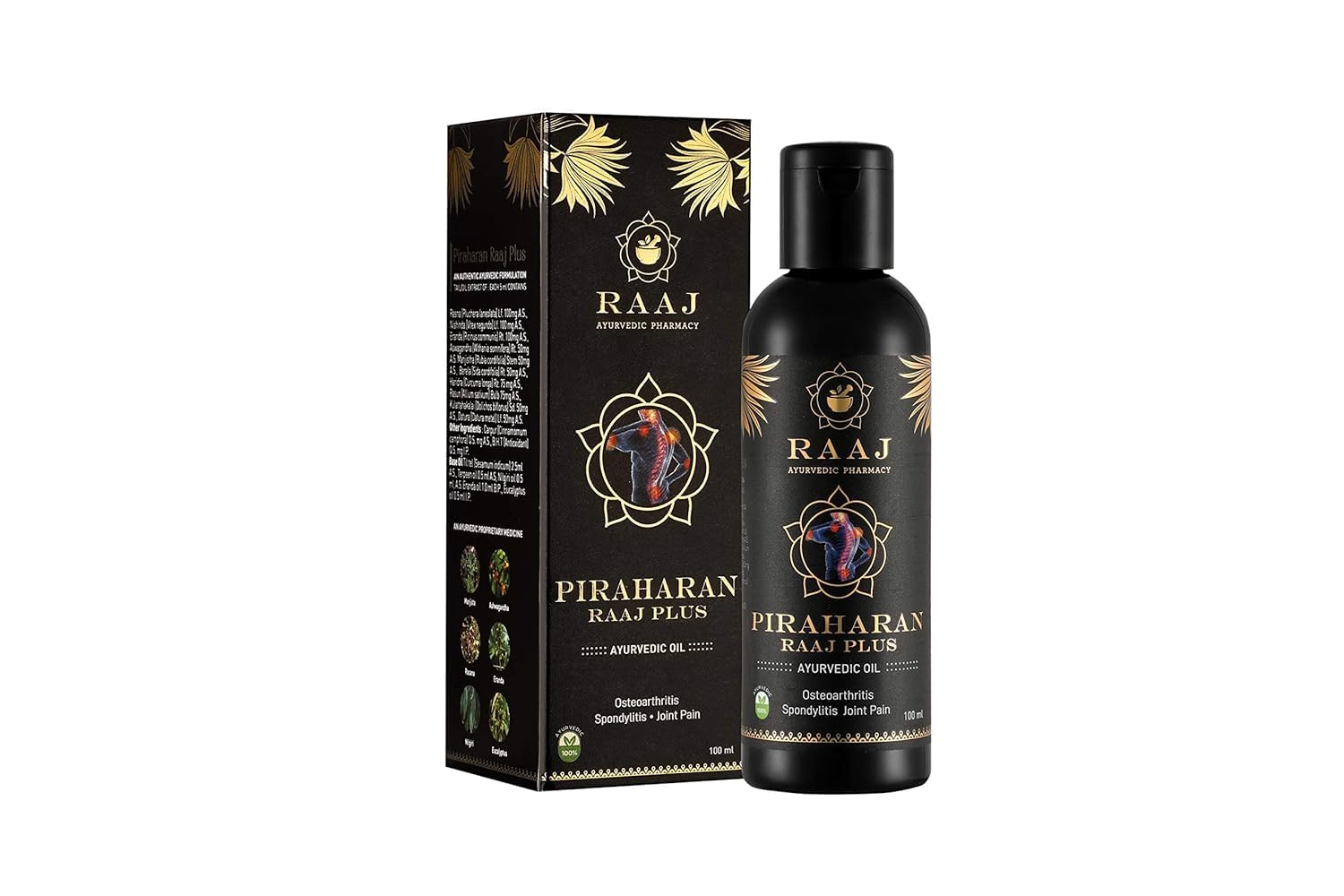 Piraharan Raaj Plus, 100 Ml (Pack Of 3) Ayurvedic Joint & Muscle Pain Relief Oil