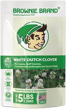 Brownie Brand White Dutch Clover Seed Clover Seeds for Lawns, Ground Cover, Pastures, Food Plots, Erosion Control & Lawn Alternative, Drought Tolerant Perennial in USDA Zones 310 10 pounds