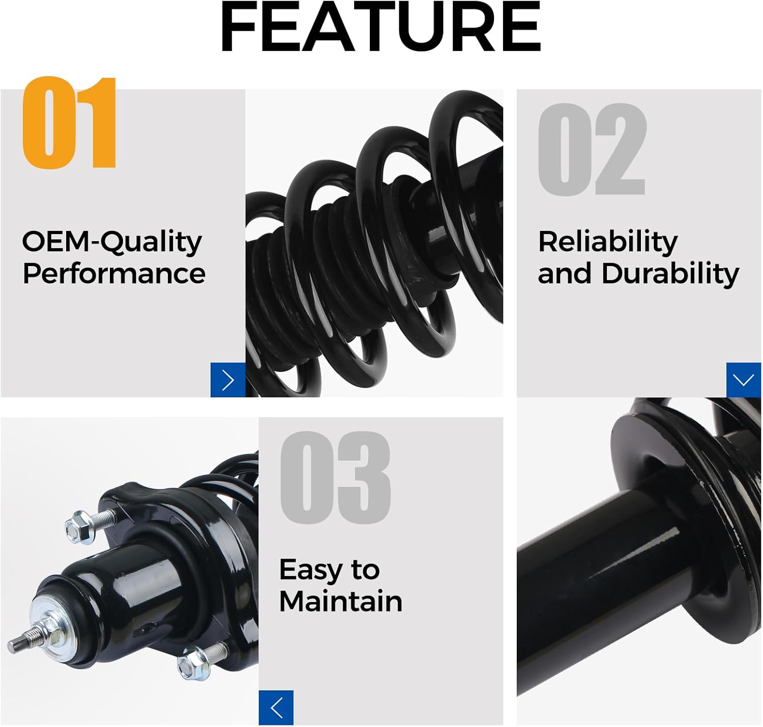 PAROD 2pcs 172401 Rear Shock absorber Struts w/Coil Spring Assembly fit for 2007-2012 Dodge Caliber Excludes SRT-4 Models, 2007-2016 Jeep Compass, Patriot