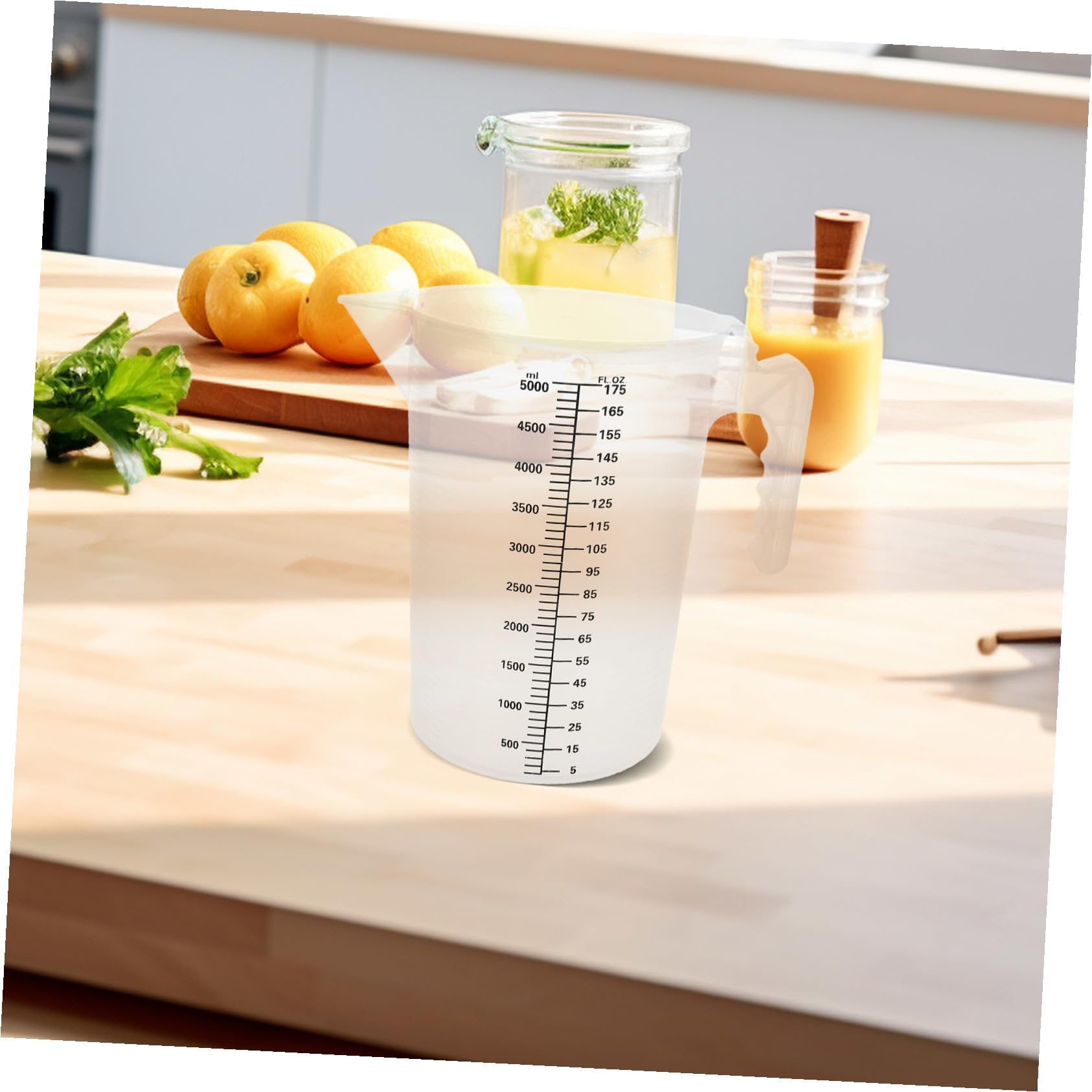 Misurino Graduato Con Coperchio 5l in Plastica Trasparente Per Uso Alimentare, Brocca Di Misura Con Beccuccio Versatore, Per Negozi Di Tè e Preparazioni Commerciali