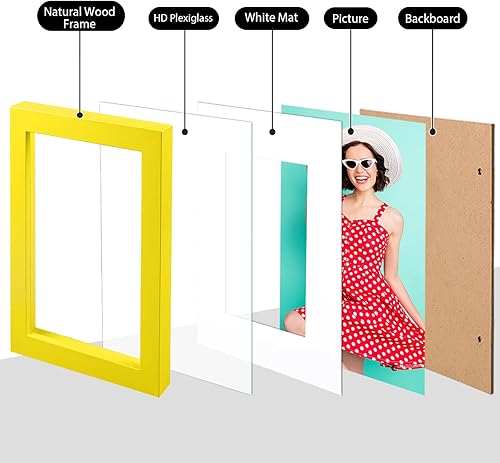 Miniatura 9 de KINLINK Marcos de fotos de 8 x 12 pulgadas, marcos de madera natural con plexiglás acrílico para fotos de 6 x 8 pulgadas con paspartú u 8 x 12