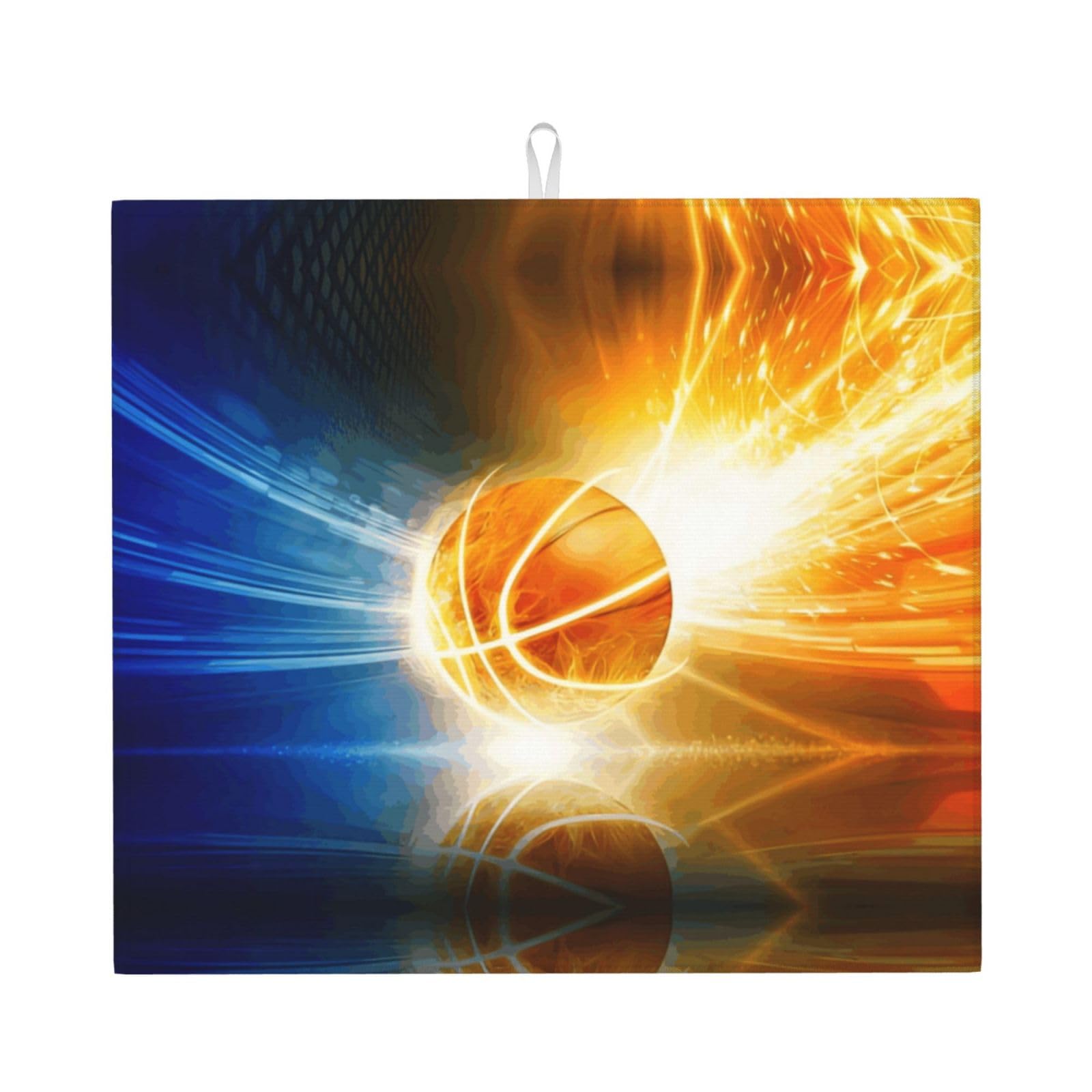 YYHWHJDE Ball Basketball Prints Kitchen Drying Mat – Absorbent Microfiber Throw for Dishes, Non-Slip Counter Cover, Quick-Dry Layer with Durable Construction