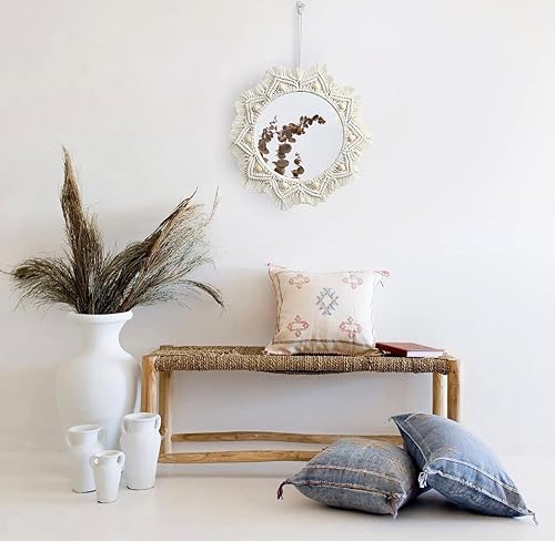 Miniatura 2 de Artilady Espejo de pared colgante de macramé  Espejo redondo de acrílico decorativo hecho a mano para apartamentos, sala de estar, dormitorio, bebé,