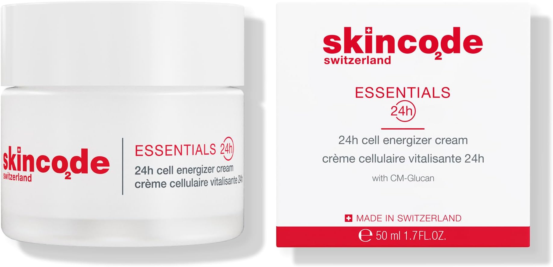 Skincode Essentials 24H Cell Energizer Cream - Anti-Aging Rich Moisturizer, Stimulates Cell Renewal with CM-Glucan, Vitamin C & E, Suitable for Sensitive Skin, (1.7 Oz / 50 mL)