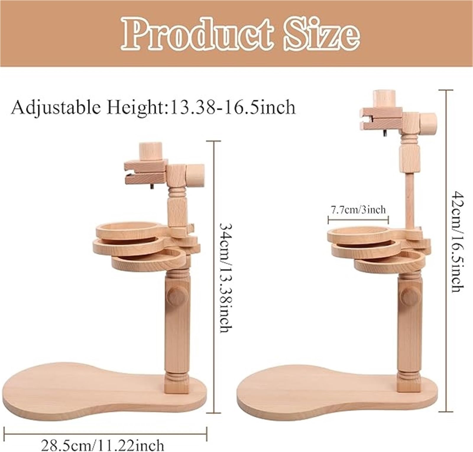 Soporte De Madera Bordado Bastidor de bordado haya con bandeja almacenamiento, soporte escritorio ajustable for punto cruz, manualidades costura y