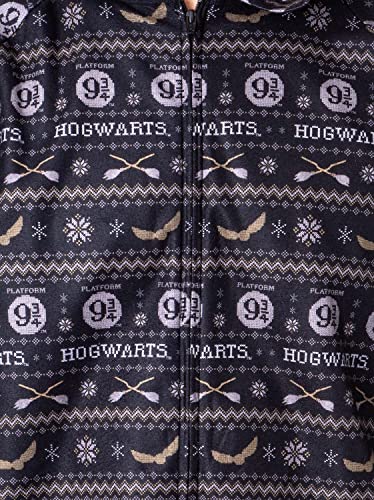 Harry Potter Mens' Hogwarts Christmas Sweater Hooded Union Suit Pajama3