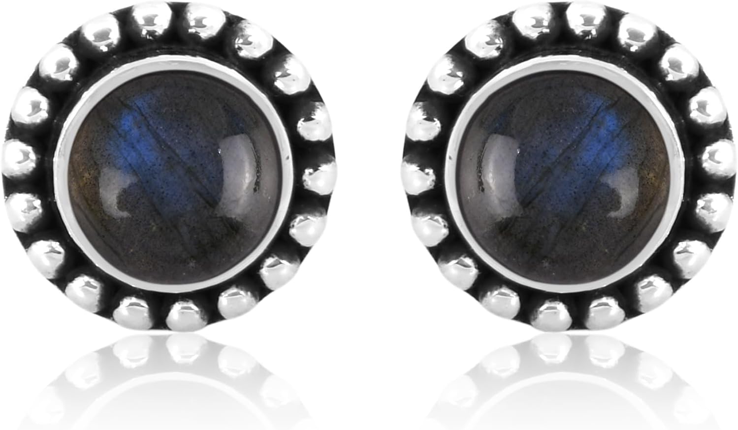 925 Sterling Silver 6mm Round Genuine Turquoise Stud Earrings – Hypoallergenic Handmade Gemstone Jewelry for Women