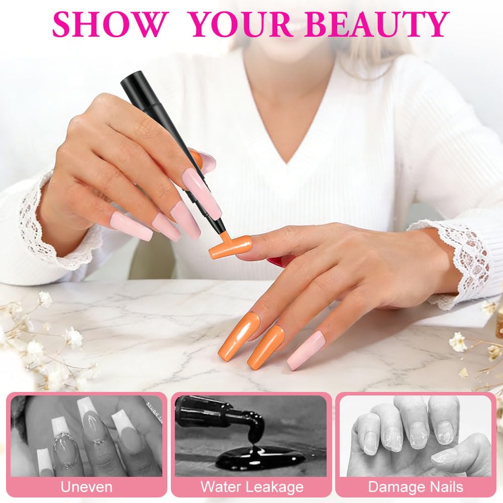 Szybkoschnący lakier do paznokci 3 w 1 jednoetapowy lakier do paznokci UV Nail Polish Pen, pisaki do lakieru do paznokci w 6 kolorach szybkoschnący dla kobiet, dziewcząt, seria kolorowa