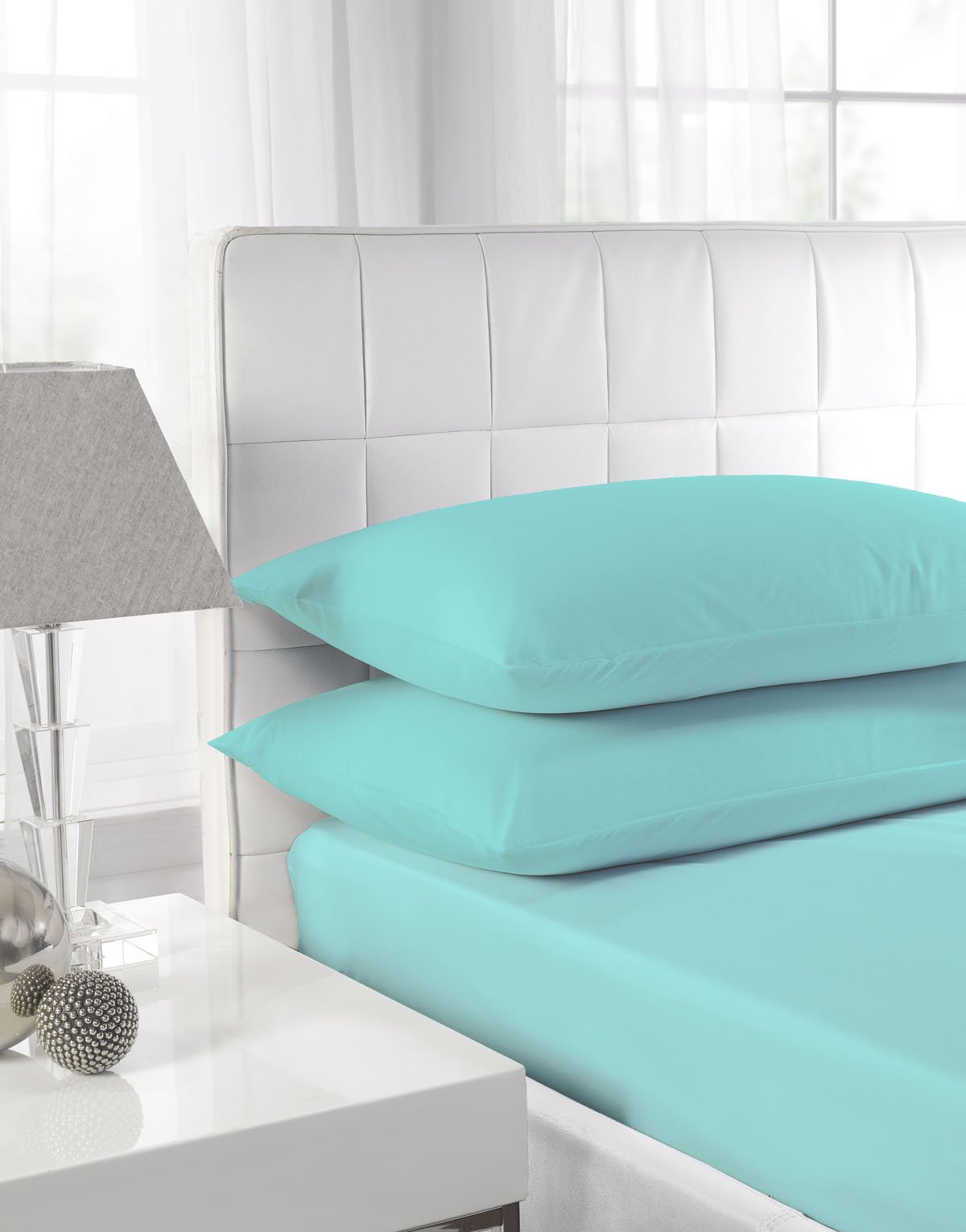 Textiles Direct Aqua Easy Care Polycotton Housewife (Standard) Pillowcase Pair