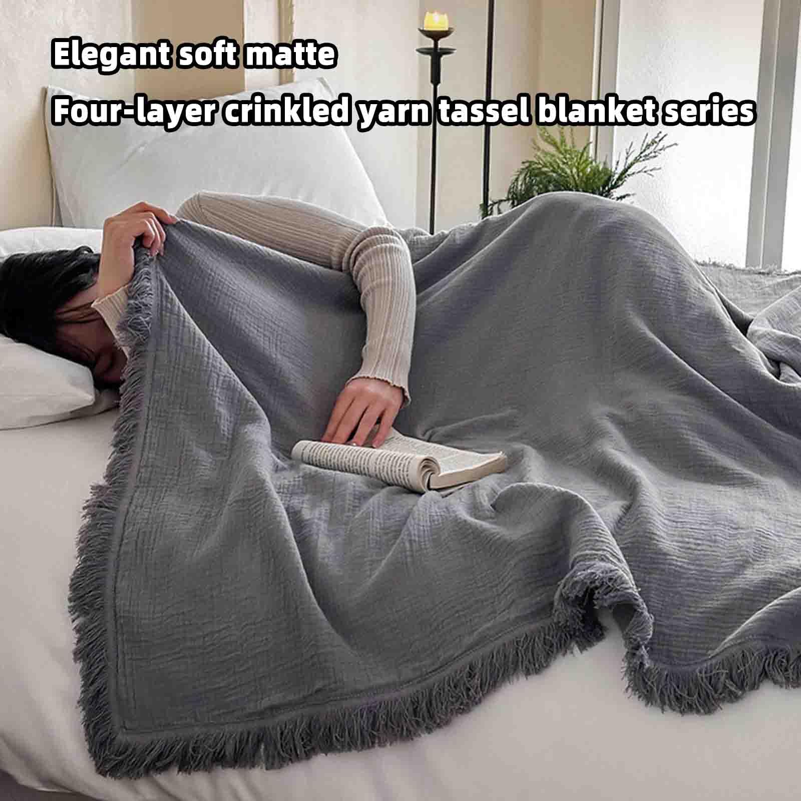 JUSHZ Plaid Matrimoniale Coperta Plaid Divano Blanket Letto Singolo Estivo Cotone Primaverile Letto Singolo Coperta Termica Estiva Divano Scaldaletto (Beige,50x150cm)