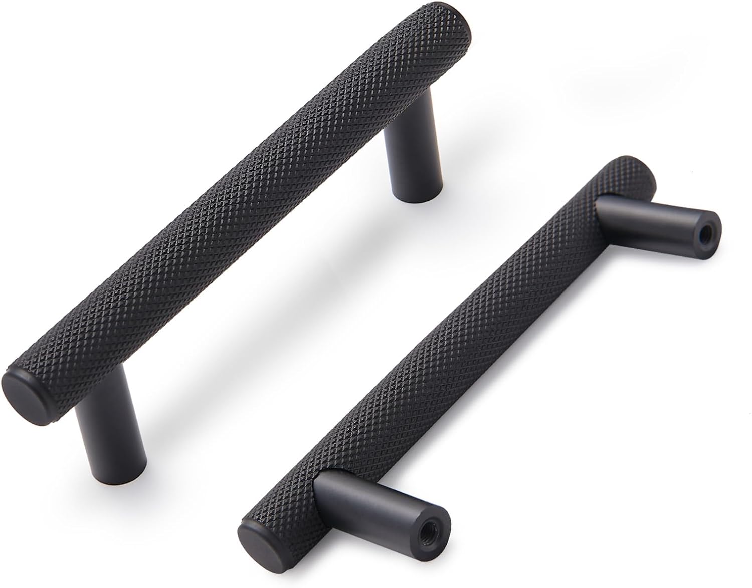 L&lonpa 10 Pack Anodized Black Cabinet Pulls-3 inch/76mm Screw Spacing Knurled Cabinet Handles Hardware, Modern Style Drawer Pulls for Kitchen Cabinets Cupboard Bedroom Bathroom Dresser 3 Inch Hole Centers(76mm) 10 Pack Anodized Black