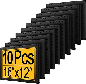 PBHEPJ 10 Pcs Metal Pegboard Panels, 16x12 Inches, Heavy Duty Garage and Garden Tool Storage