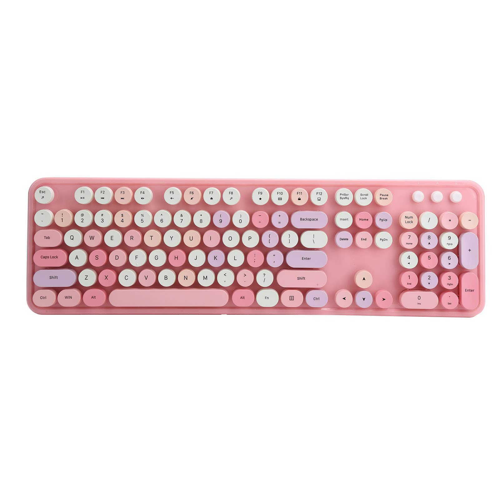 Tbest Clavier sans Fil Ensemble Clavier et Souris sans Fil 2,4 Ghz 104 Touches Clavier Mignon de Bureau de Bureau pour Ordinateur (Couleur mélangée Rose)