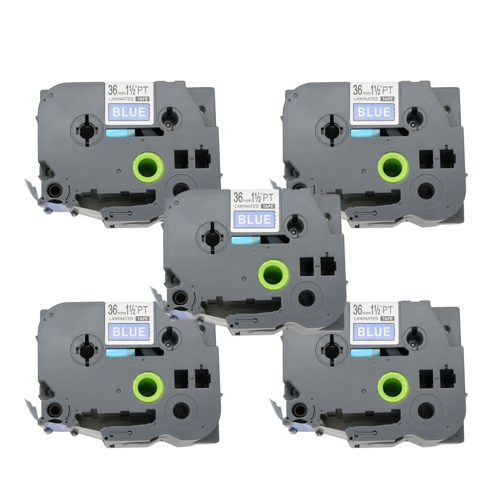 BROVACS 5 Pack White on Blue Label Tape Compatible for Brother P-Touch TZ 565 TZe 565 36mm 1 1/2" OPA1156Ex5