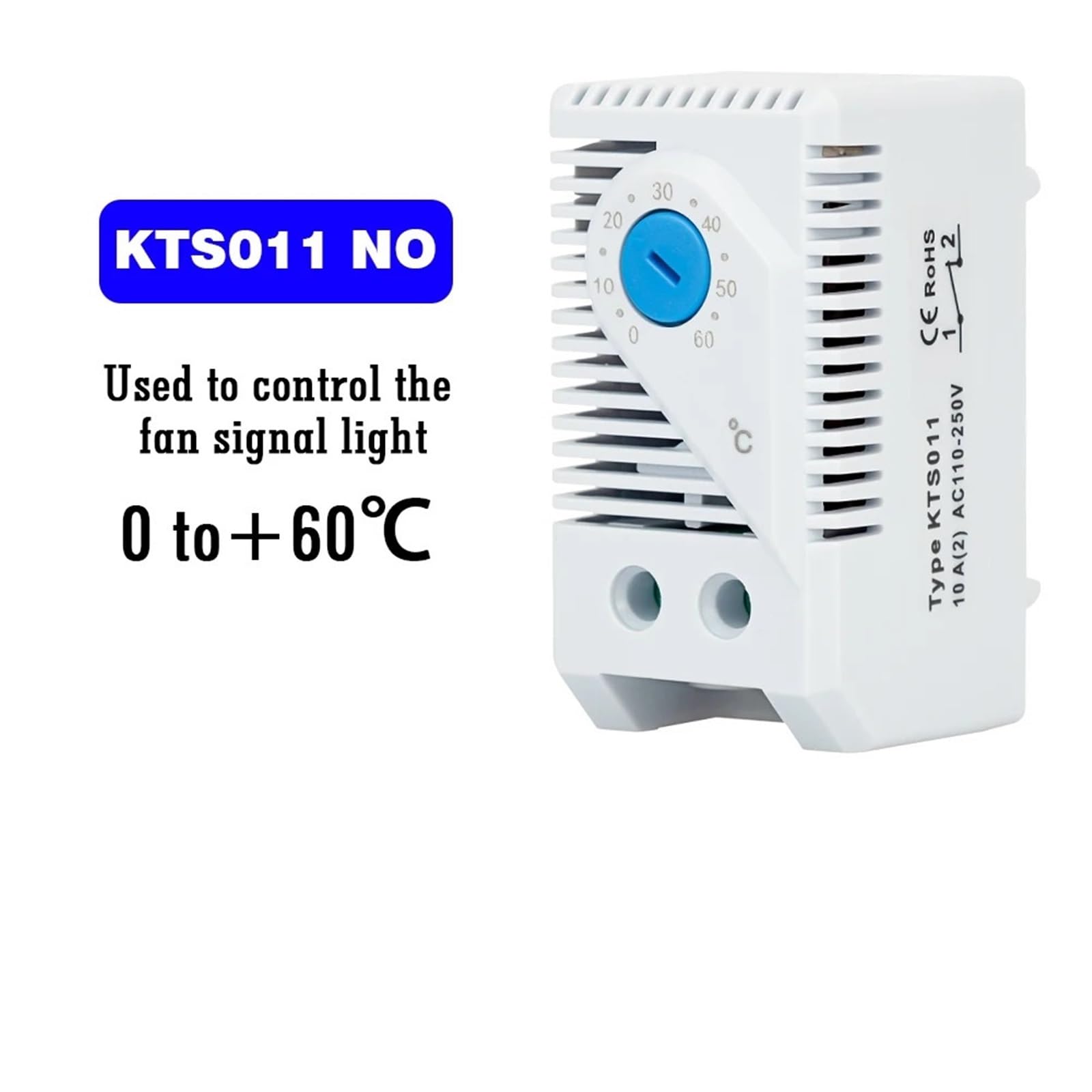 3 pezzi Regolatore di temperatura for armadietto su guida DIN Termostato industriale KTO011 KTS011 Termoregolatore meccanico da 0 a 60 gradi centigradi(NO 0 to 60 degree)