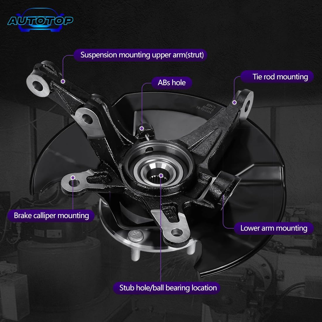 Front Steering Knuckle & Wheel Bearing Hub Assembly FIT 2006–2011 Honda Civic (Except Si) Right Passenger Side – Replace 698-450, 44300SNA952, 44300TR0951