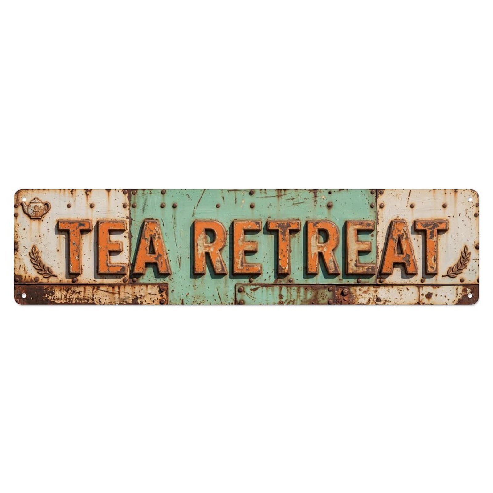 Tea Retreat Vintage Room Metal Tin Skinny Sign Plaque Wall Decor for Cafe, Club Bar, Office, Home Garden Metal Poster 4x16Inch