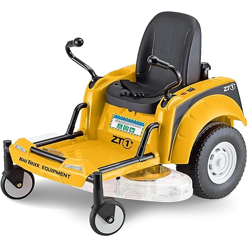 Kid Trax 12V Zero Turn Lawn Mower Tractor Toy - Riding Lawn Mower, Outdoor Toys, Kids Electric Car, Ride On Tractor, Dual Handle, Twist and Turn, Speed to 3MPH, Max Weight of 77lbs, Age 3-7, Yellow