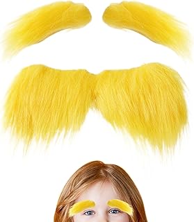 Bigote amarillo y cejas, divertidos accesorios de disfraz autoadhesivos, disfraz de Navidad para suministros de fiesta de vacaciones, hoguera de otoño, eventos, personajes, cosplay, maquillaje, fiesta