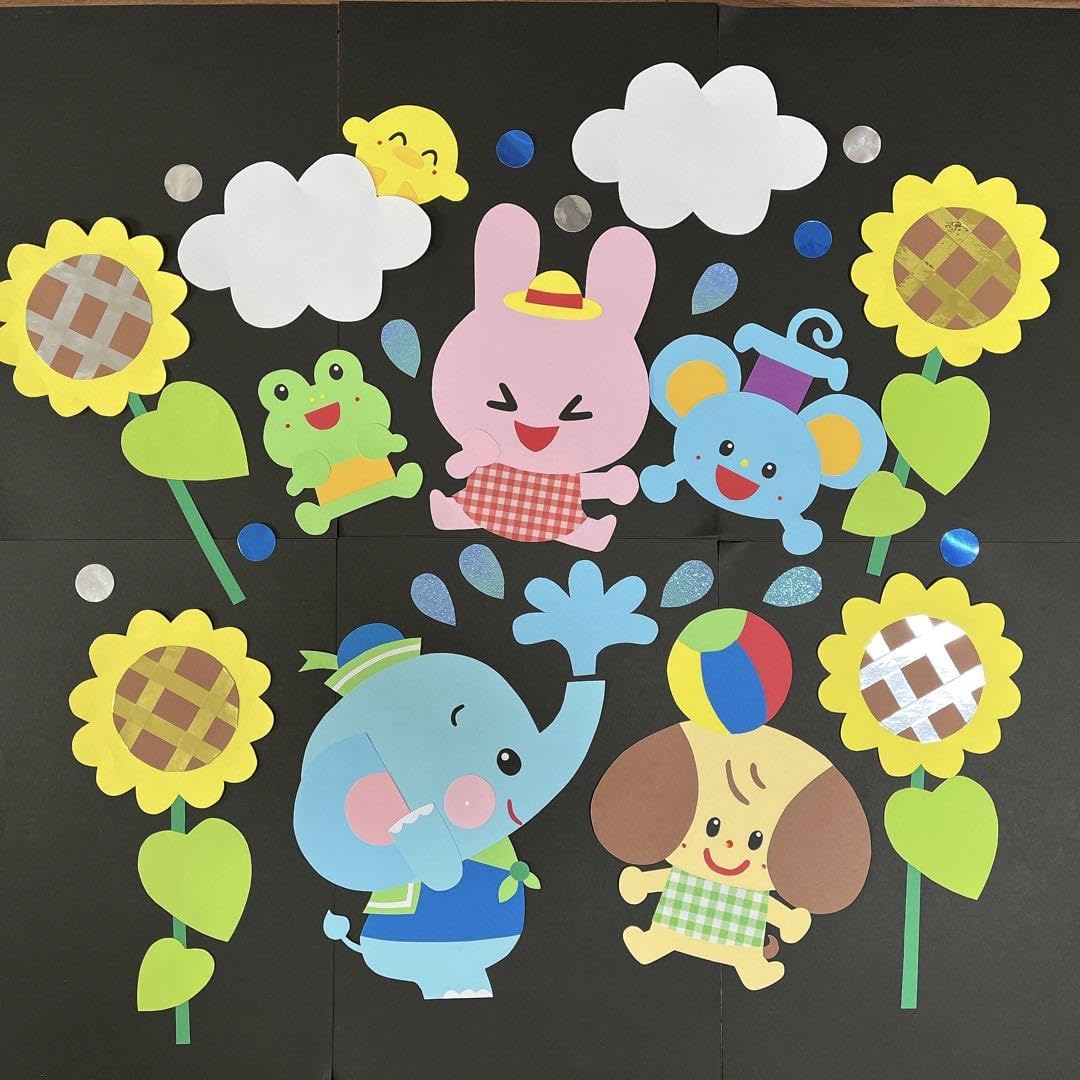 Amazon.co.jp: 壁面飾り、夏、水遊び、プール、7月、8月、ひまわり