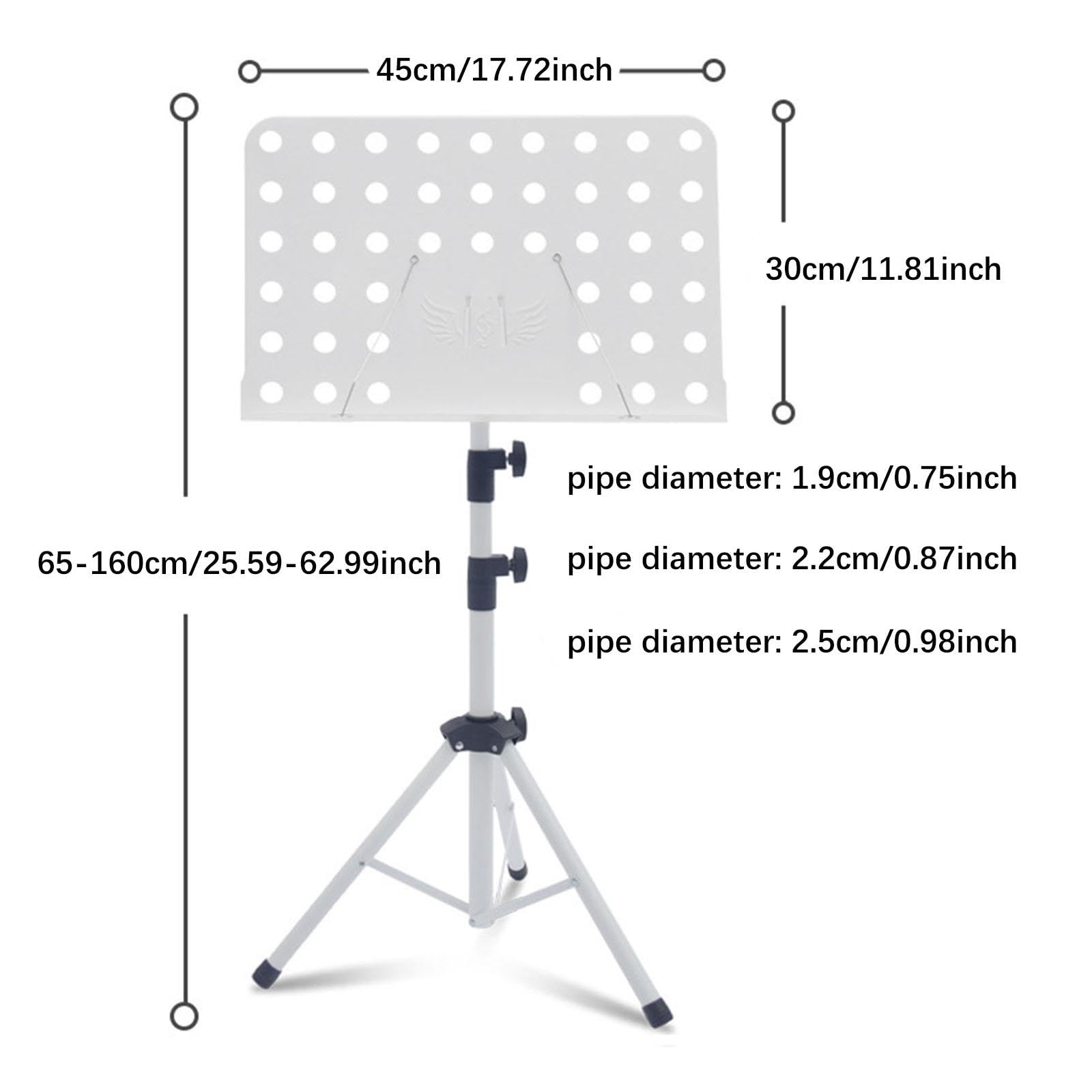 de Musique Ergonomique Support de Partitions Réglable avec Panneau Rotatif et Pieds Stables Porte-livres D'Instrument Pliant En Acier Carbone, Blanc