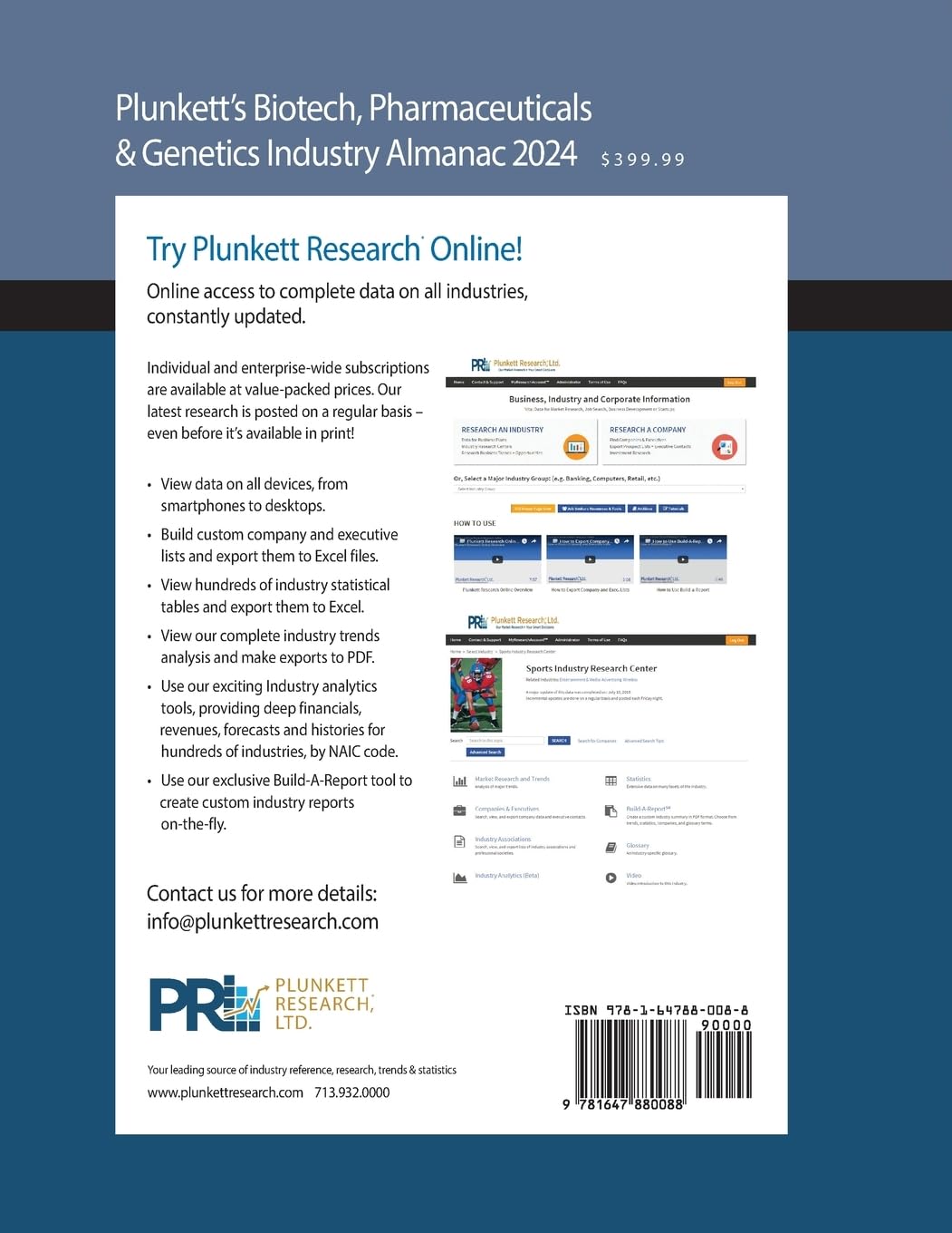Plunkett's Biotech, Pharmaceuticals & Genetics Industry Almanac 2024: The Only Comprehensive Guide to Biotechnology, Pharmaceuticals and Genetics Companies and Trends